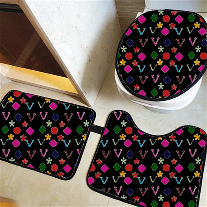 Baroque Toilet Seat Cover 3 Piece Set Durable Bathroom Seats Cushion Carpets Home Bath Floor Mat Decoration