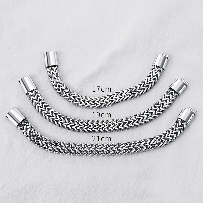 Mens Fashion Hiphop Doublelayer Braided Keel Stainless Steel Bracelet Men Personalized Party Chain Metal Jewelry Gift 240227