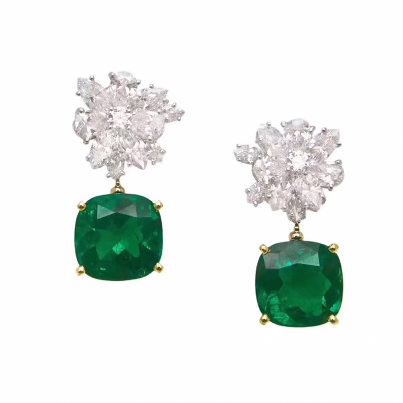 flower designer dangle earrings for woman emerald Sterling Silver 925 silver Gold plated 18K brand designer anniversary gift with box 029