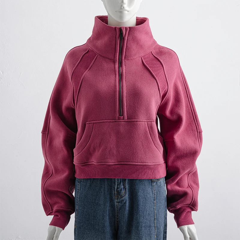 NWT Half Zip Yoga Wear Sports and Leisure Long Sleeve Crop Tops for Women Zip Up Coats Jackets Thumb Hole Workout Clothes 240227