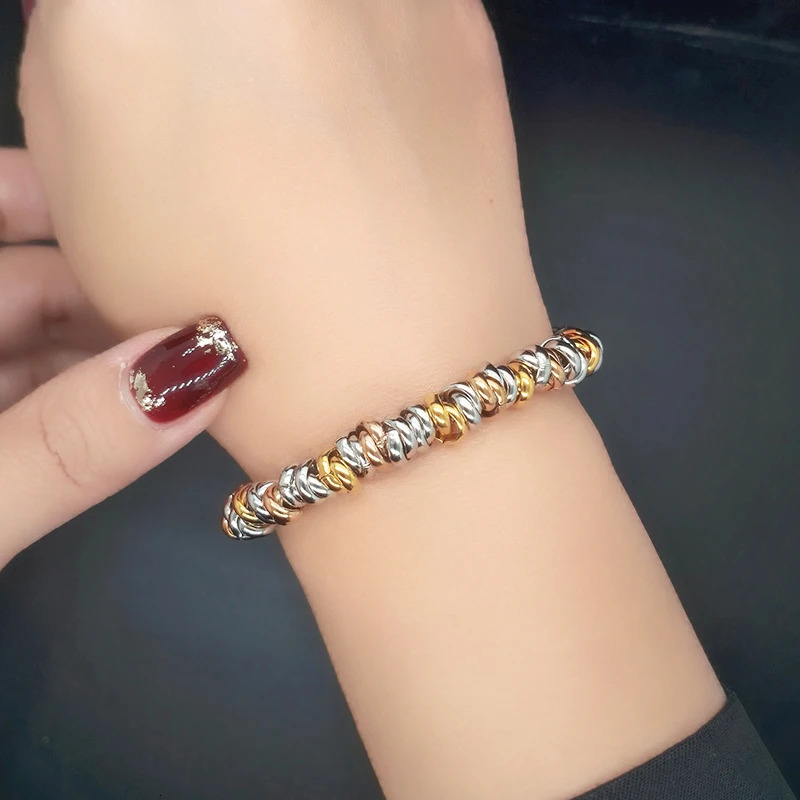 SINLEERY Trend 316L Stainless Steel Rose Gold Silver Color Bracelets For Women Party Jewelry on hand SL529 240227