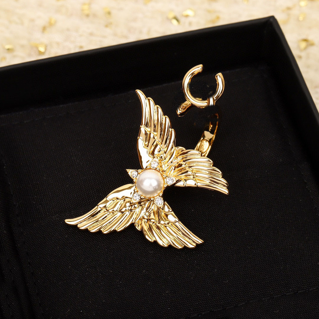 Luxury quality charm punk band opened ring with nature shell beads and butterfly in 18k gold plated have stamp box PS3031B