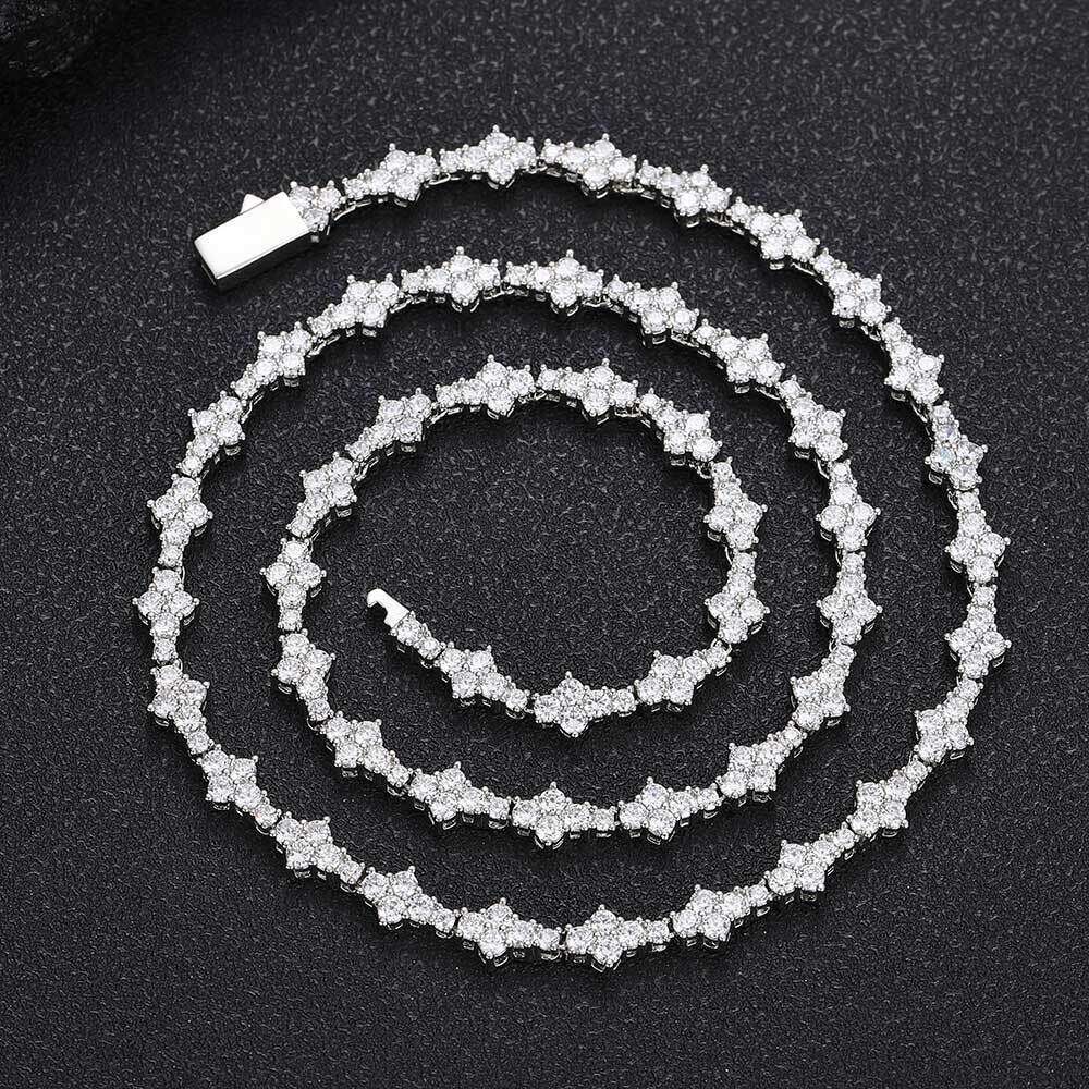 Nuoya 6.5mm Iced Out Vvs Dia wer Shape Hip Hop Jewelry Sterg Sier Moissanite Tennis Chain Necklace