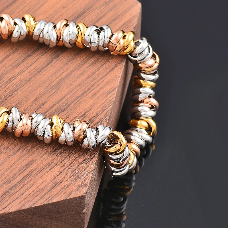 SINLEERY Trend 316L Stainless Steel Rose Gold Silver Color Bracelets For Women Party Jewelry on hand SL529 240227