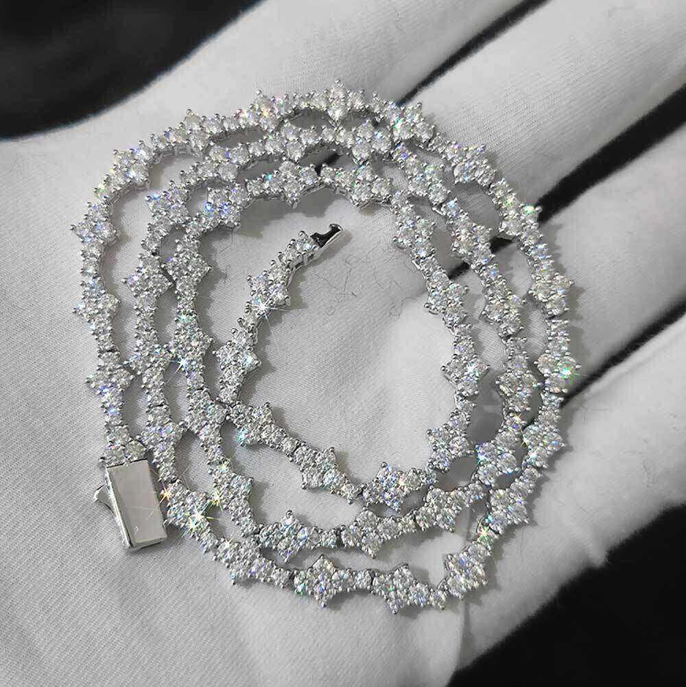 Nuoya 6.5mm Iced Out Vvs Dia wer Shape Hip Hop Jewelry Sterg Sier Moissanite Tennis Chain Necklace