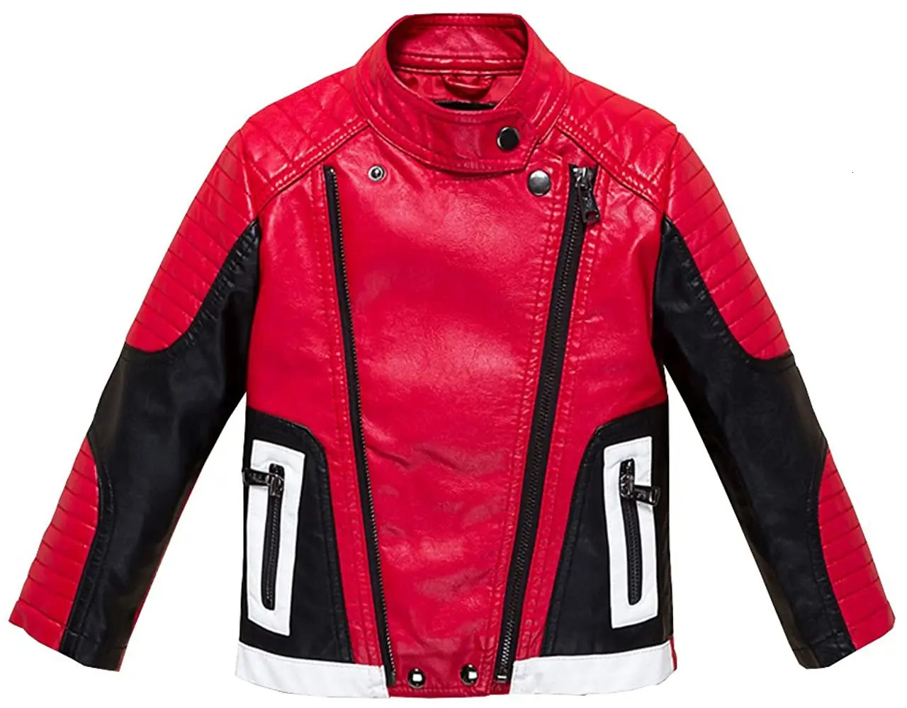Boys Leather Motorcycle Spring Autumn Softshell Windbreaker Jackets 3-7 8 9 10 11 12 13 14Years Children Bike PU Leahter Coats 240222