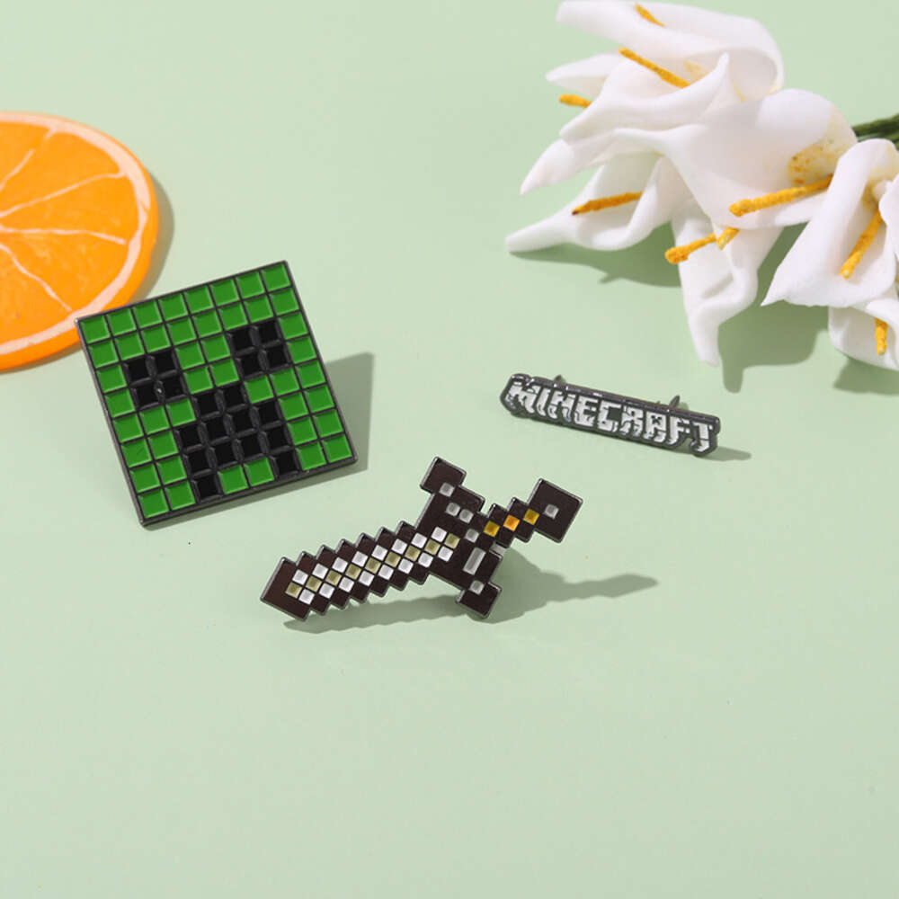 Creative Cartoon Game Peripheral Design Badges and Accessories, My World Coolies Afraid of Iron Sword Shaped Brooches