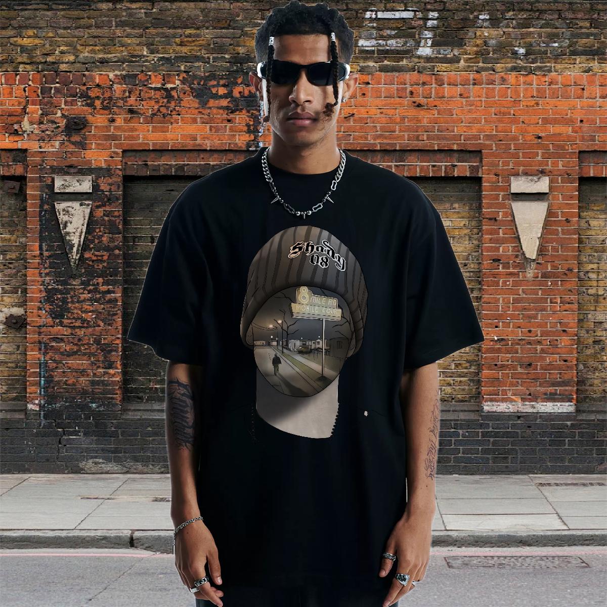 5A T-Shirts for Men High Street Hip Hop Breathable Short Sleeve Men Tshirts DIY Customized DIY Logo Clothings