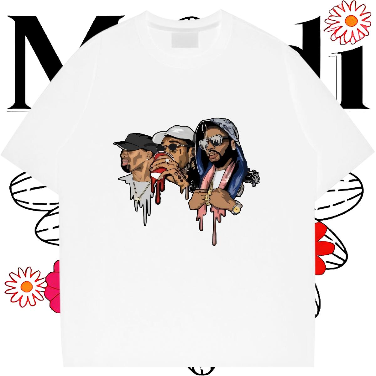 Comfortable T-Shirts Street Wear Crew Neck Cotton Men Tshirts Customized Floral Print Clothes
