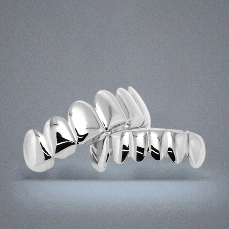 Hip Hop 18K Gold Plated Vampire Fangs Top and Bottom Grillz Your Teeth for Men Women Halloween Clown Party Gifts