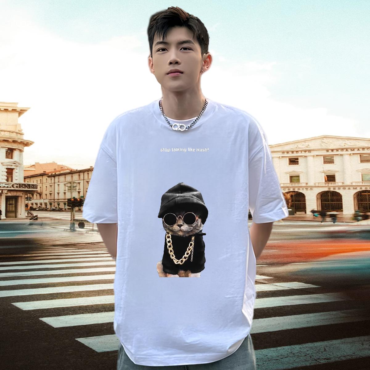 Loose Men T Shirts Daily Wear 180g Cotton Mens Tshirts New White Plus Size Clothes