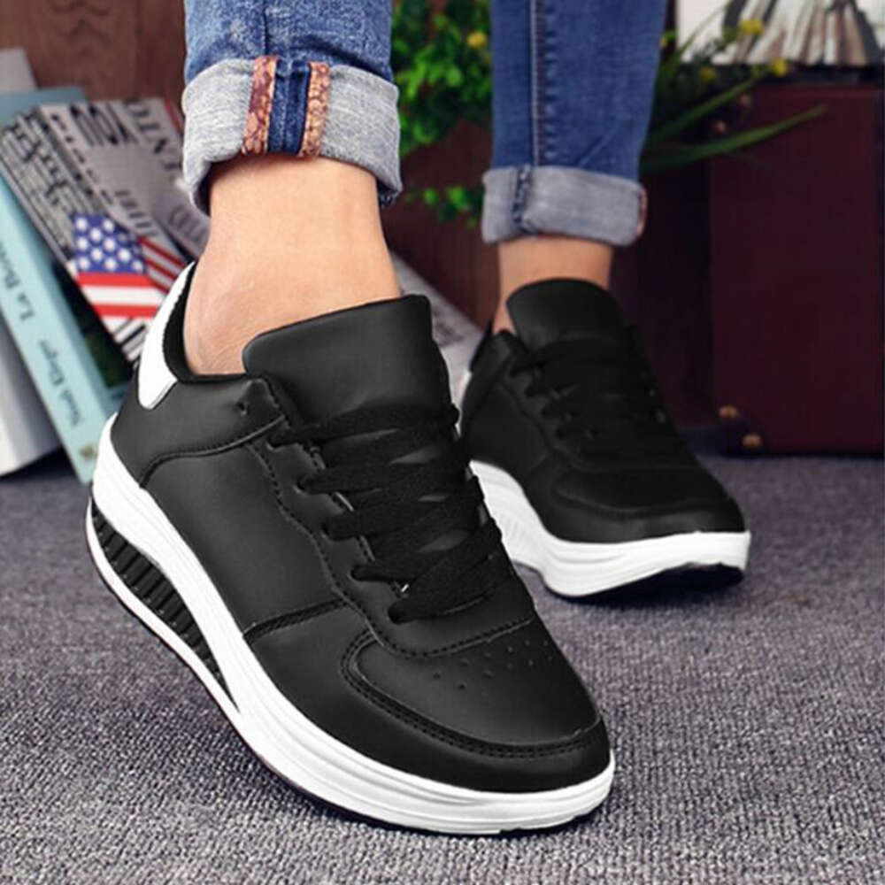 NEW Women Breathable Waterproof Wedges Platform Vulcanize Woman Sneakers Leather Casual Shoes Tenis Feminino W35