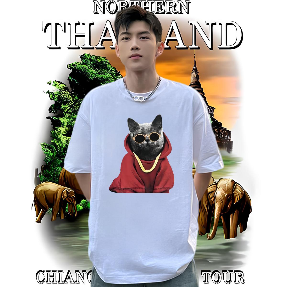 Loose Fit Man T Shirts Hip Hop Round Neck Short Sleeve Men Clothes T-Shirt Classic DIY Tees