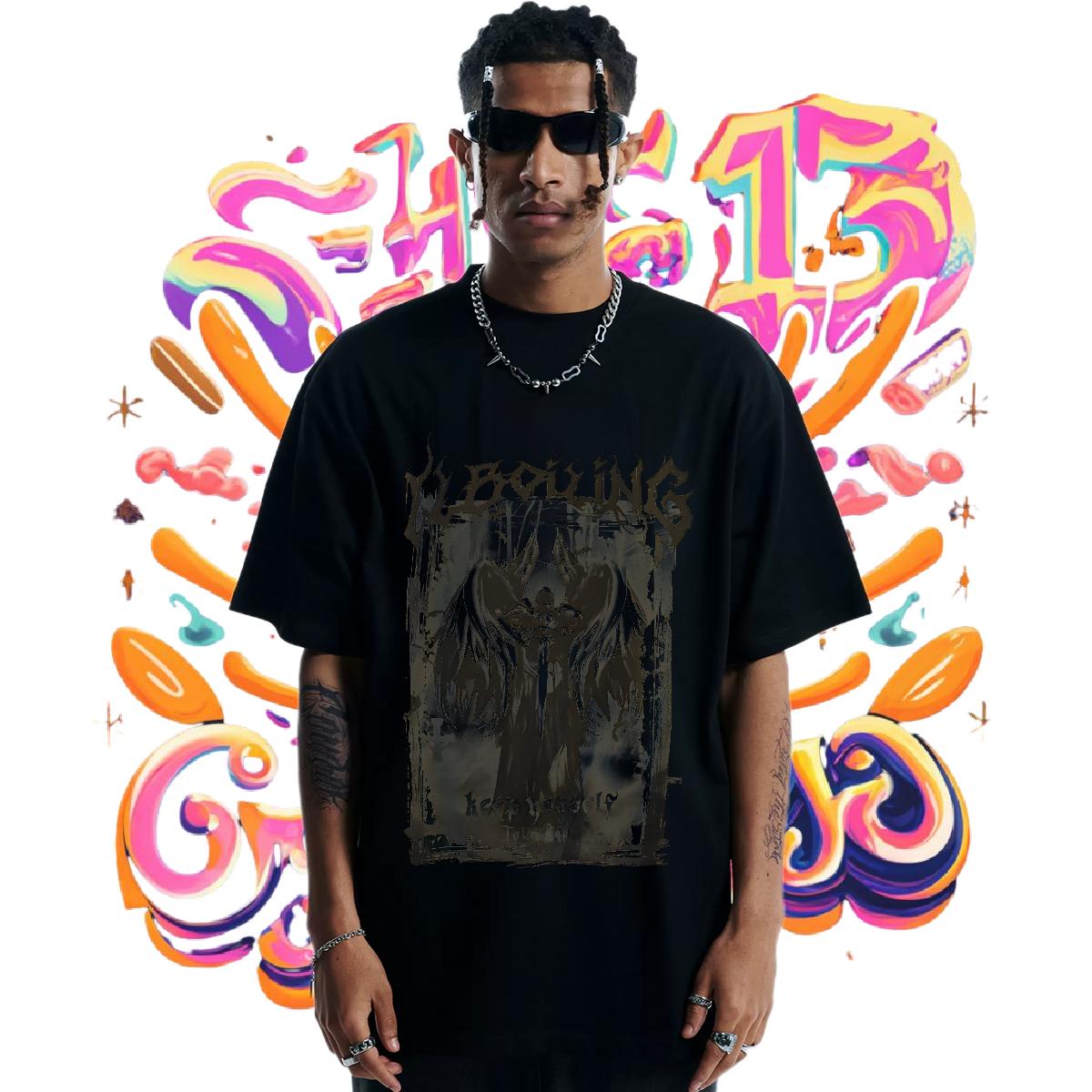 Brand Men T Shirts Anime Men Tops Tees Casual Breathable Crew Neck Loose Fit Tshirts