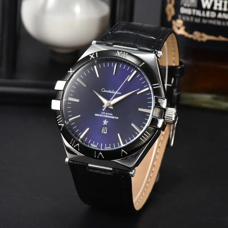 Omeg Wrist Watches for Men 2023 Mens Watches Three needles Quartz Watch High Quality Top Luxury Brand designer Clock Leather Belt Fashion constellation