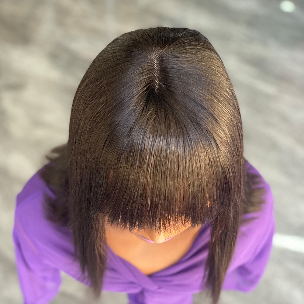 2x4 Lace Front Human Hair Wigs 12 Inch Brazilian Smooth Straight 180% Density Short Bob Wigs for Black Women
