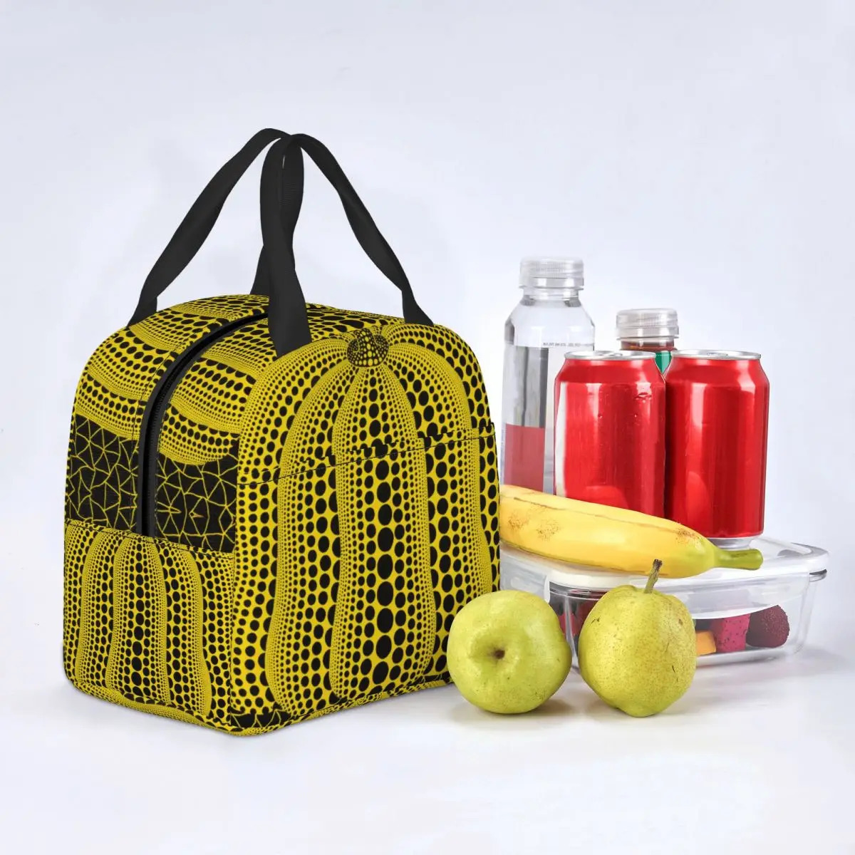 Yayoi Kusama Abstract Pumkin Insulated Lunch Bag for Women Resuable Cooler Thermal Food Lunch Box School Work Picnic Tote Bags 240601 - view 6