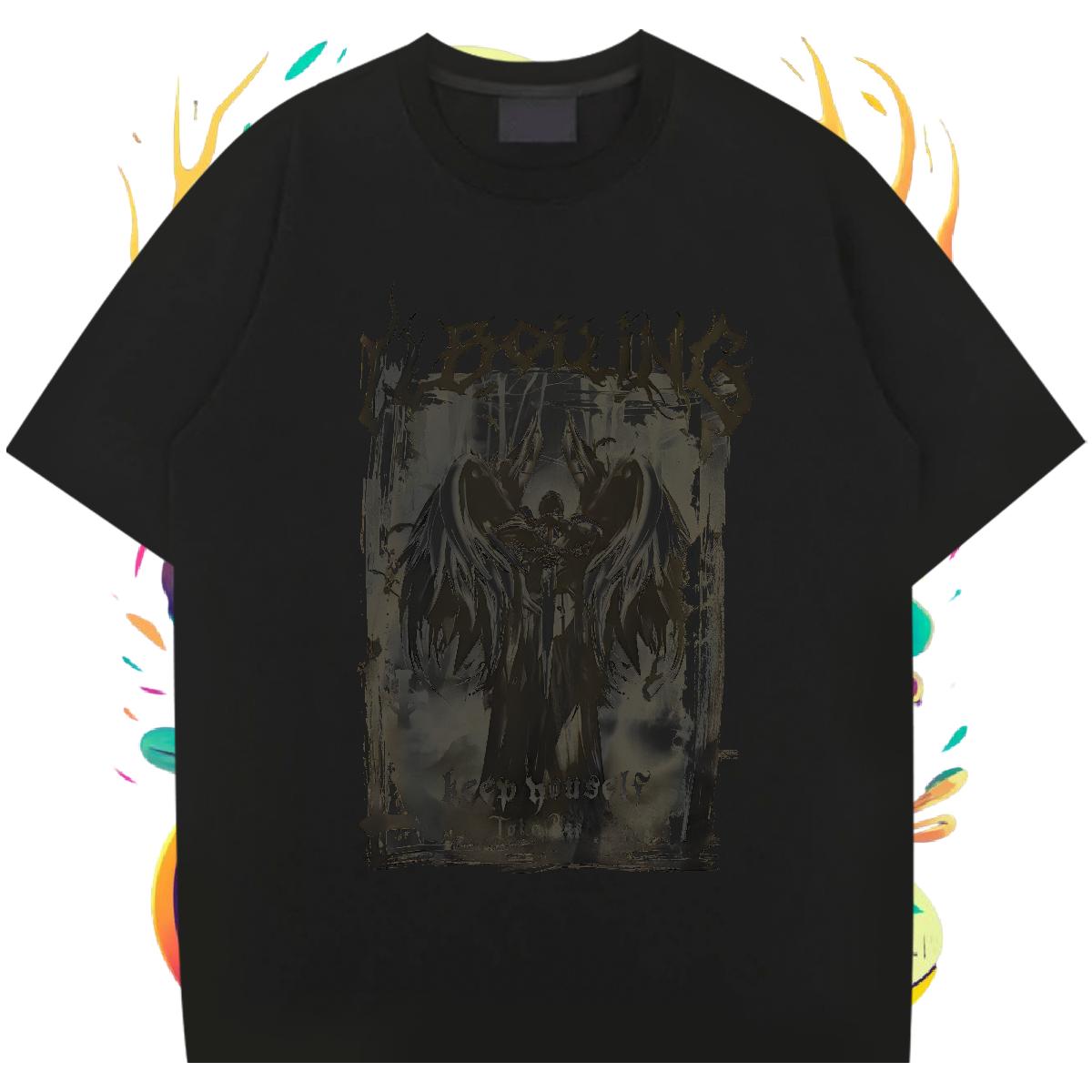 Classic Casual T shirt Anime Couples T Shirts Home Outdoor Crew Neck Cotton Breathable 5A Polos