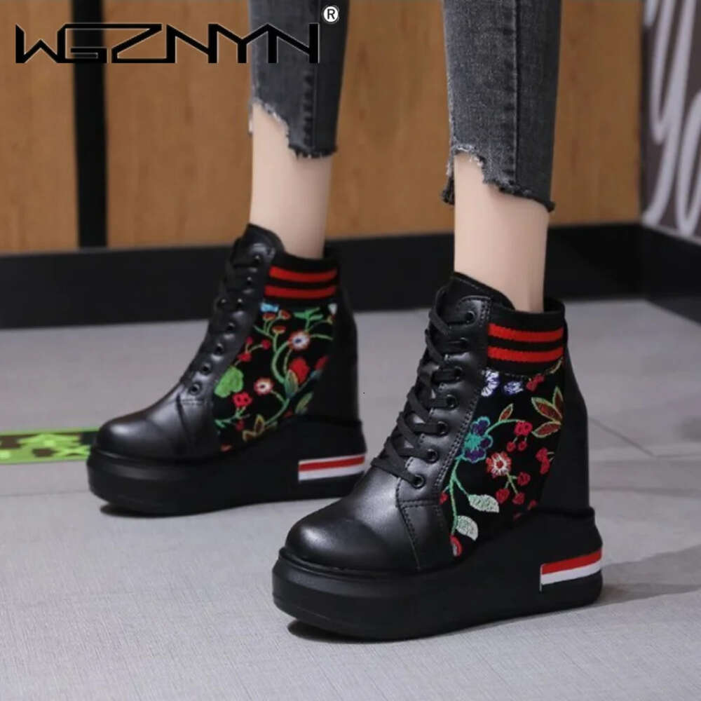 Fashion Height Increasing Woman Platform Sneakers Breathable Casual Wedge Shoes Women Basket Femme Zapatos De Mujer