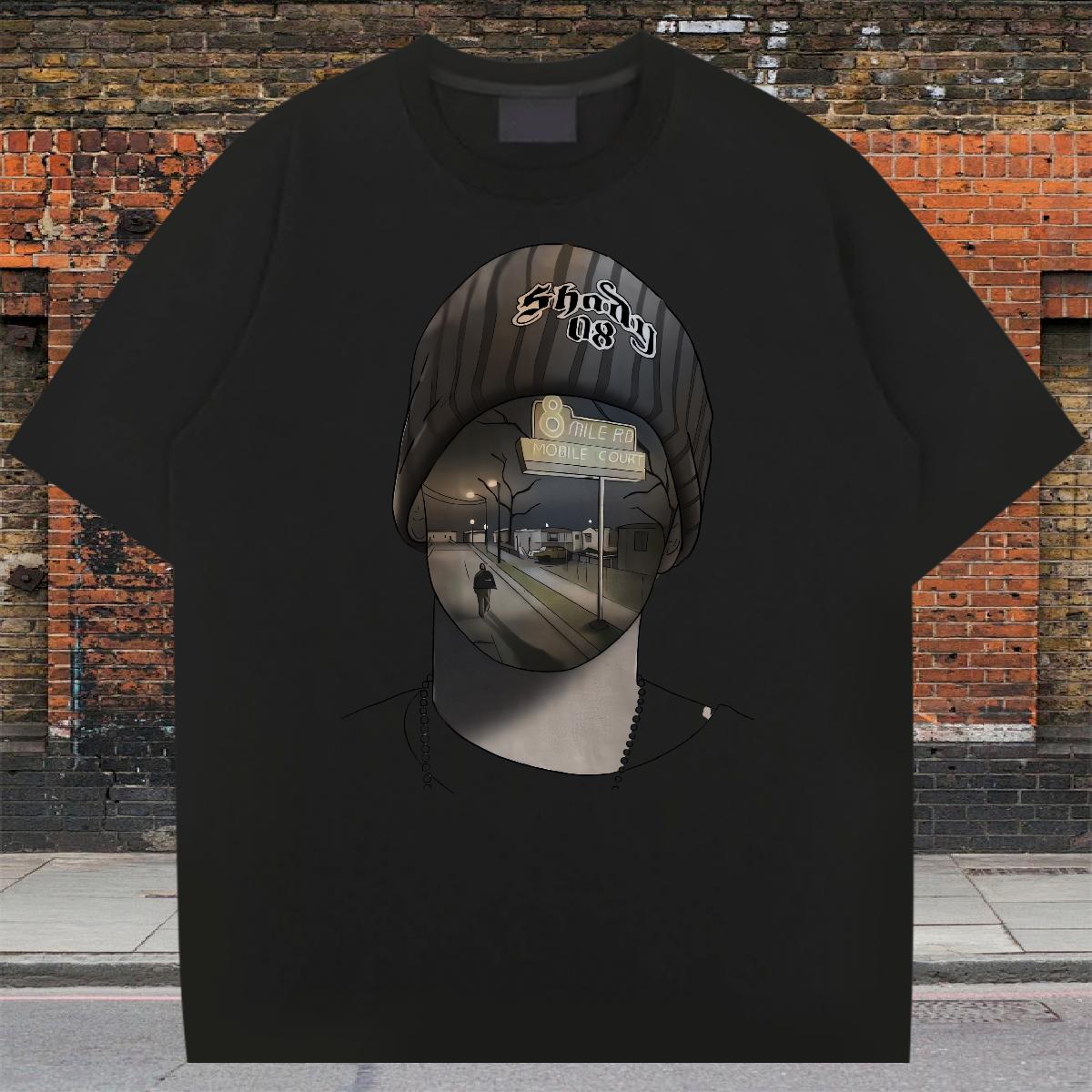 5A T-Shirts for Men High Street Hip Hop Breathable Short Sleeve Men Tshirts DIY Customized DIY Logo Clothings