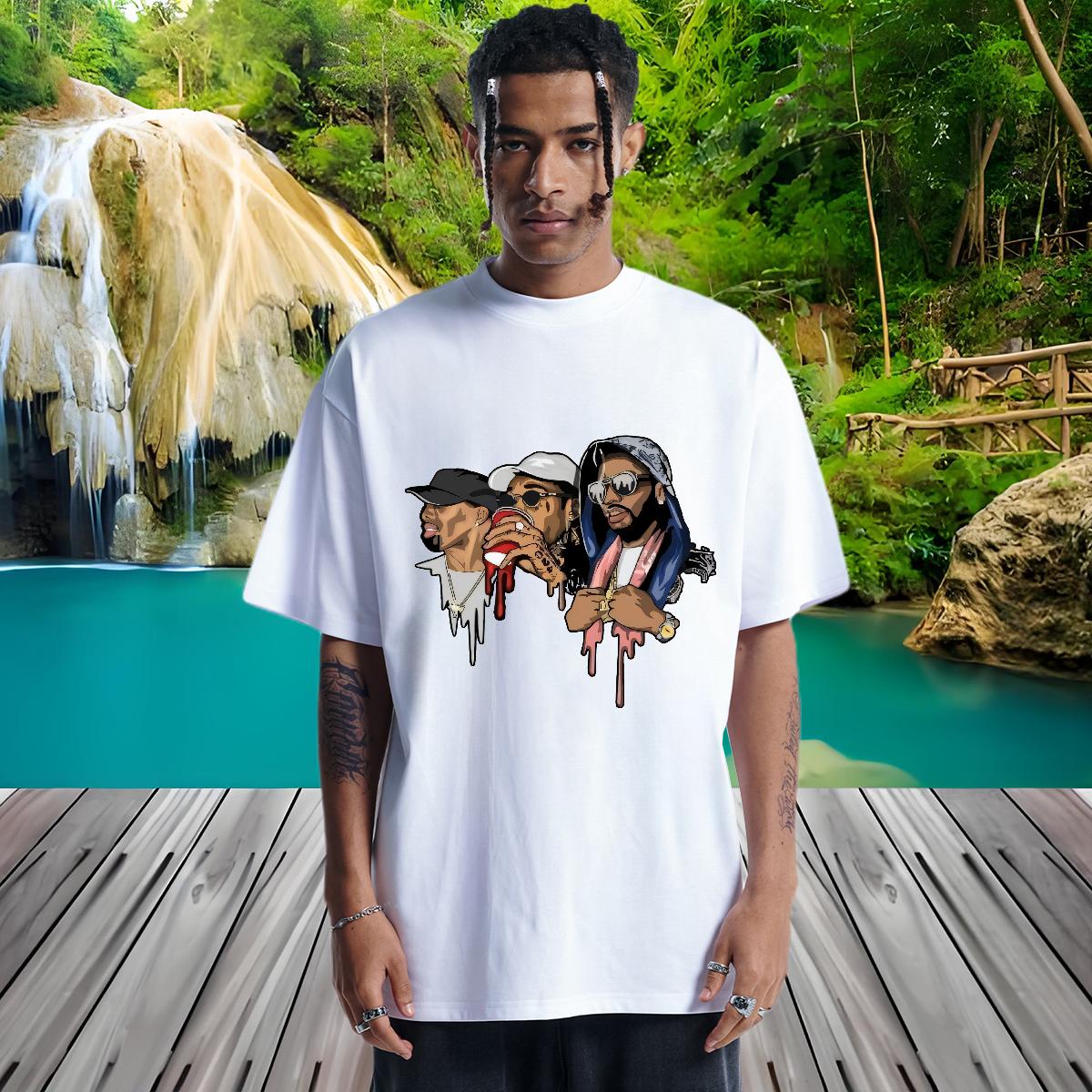 Loose Fit T-Shirts Spring Summer Breathable Short Sleeve Tshirts DIY Customized Anime Print Polos
