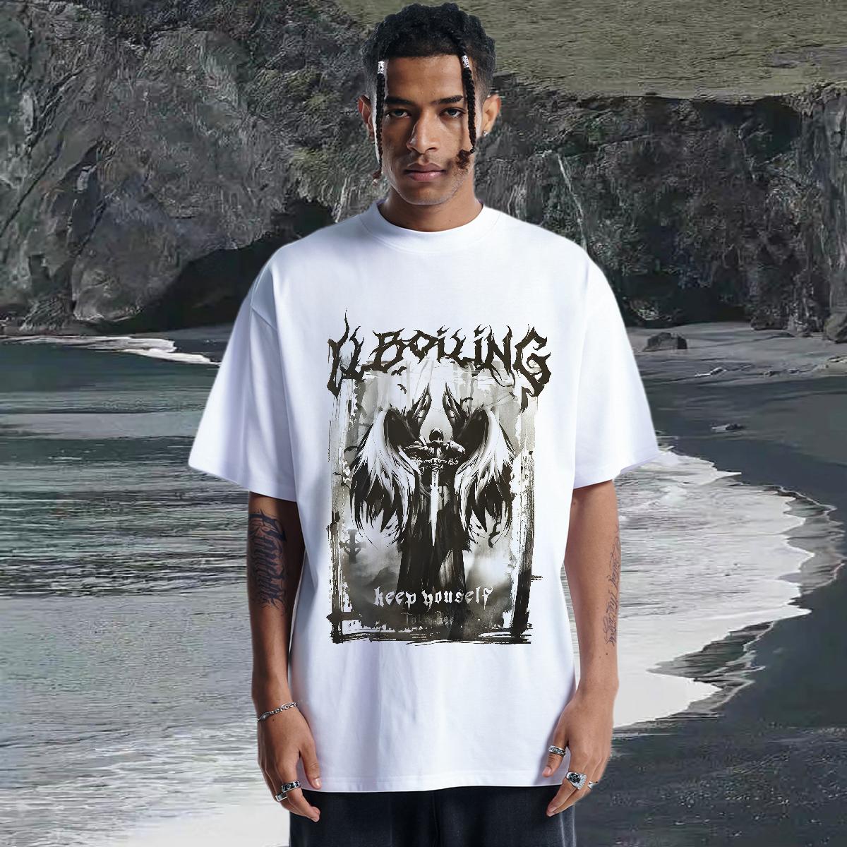 New Arrival T Shirts Men Anime Print Men Tees High Street Hip Hop Breathable Crew Neck Cotton Loose Fit Tee Shirt
