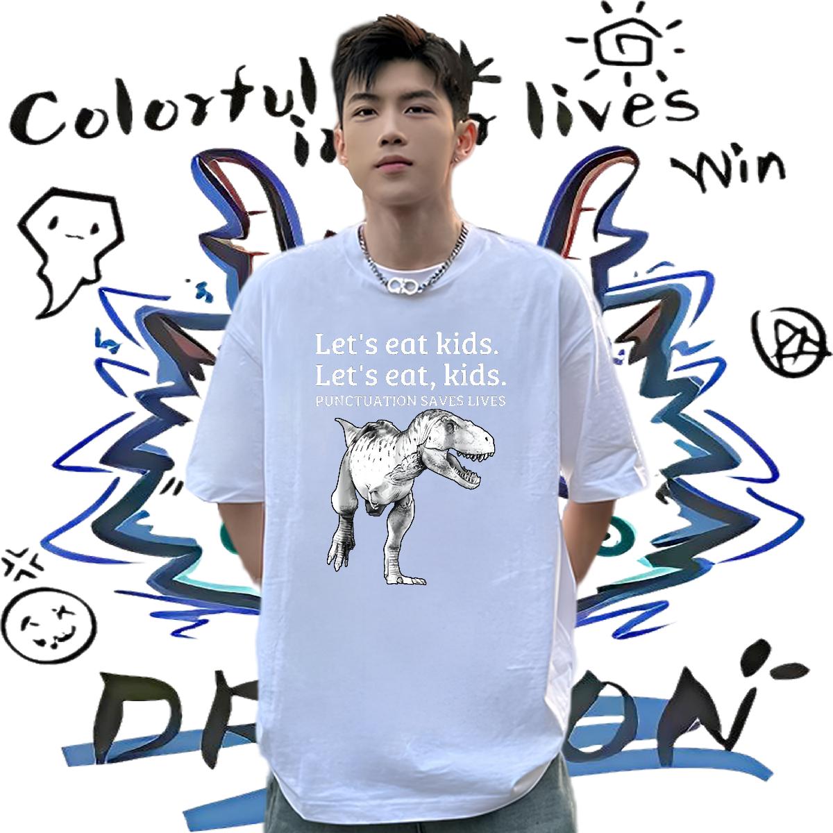 Comfortable T-Shirts for Men Sport Crew Neck Cotton Men Tees 2024 Cartoon Print Polos