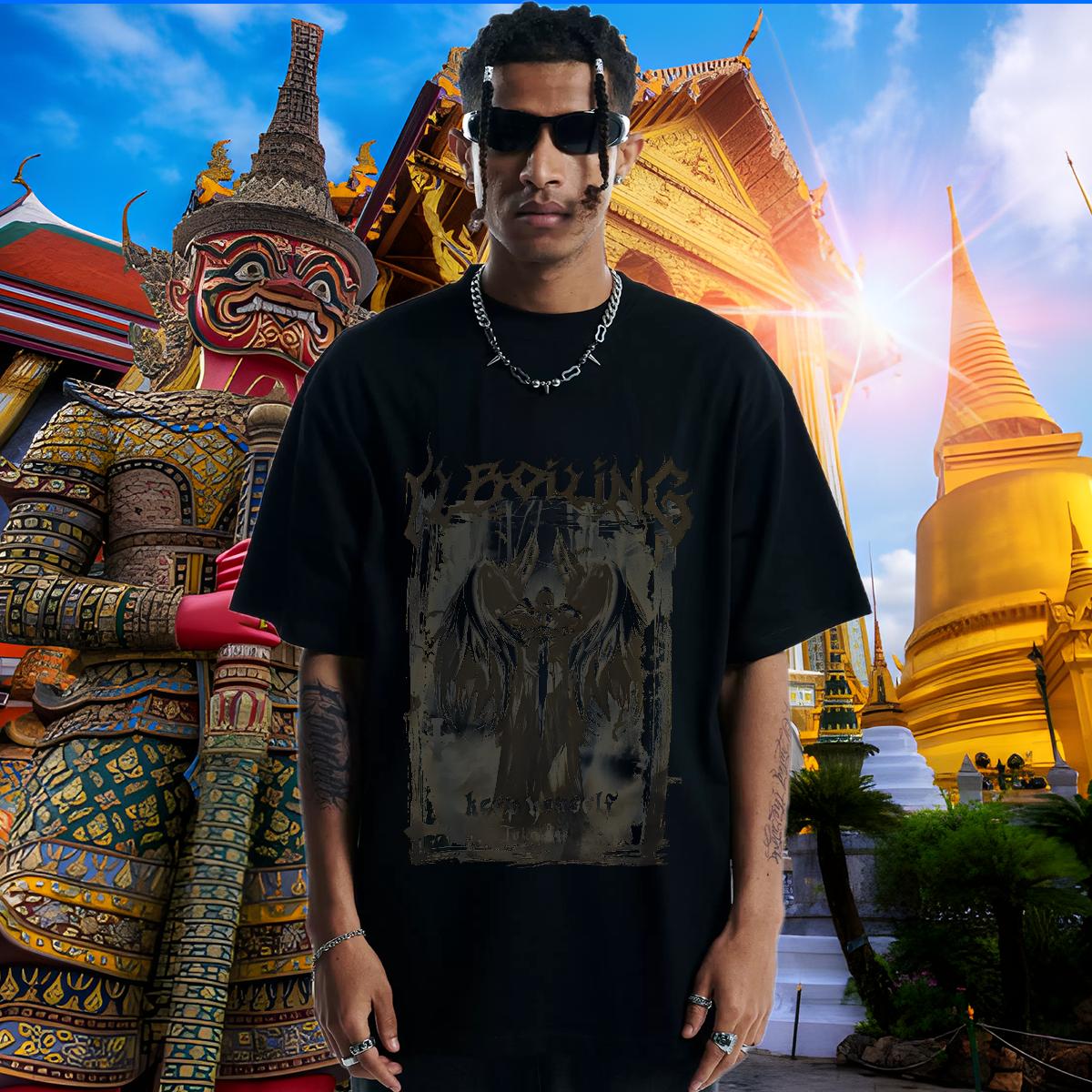 Fashion Design T-Shirts for Men DIY Printed Men Tops Tees Beach Breathable Crew Neck 5A Tops