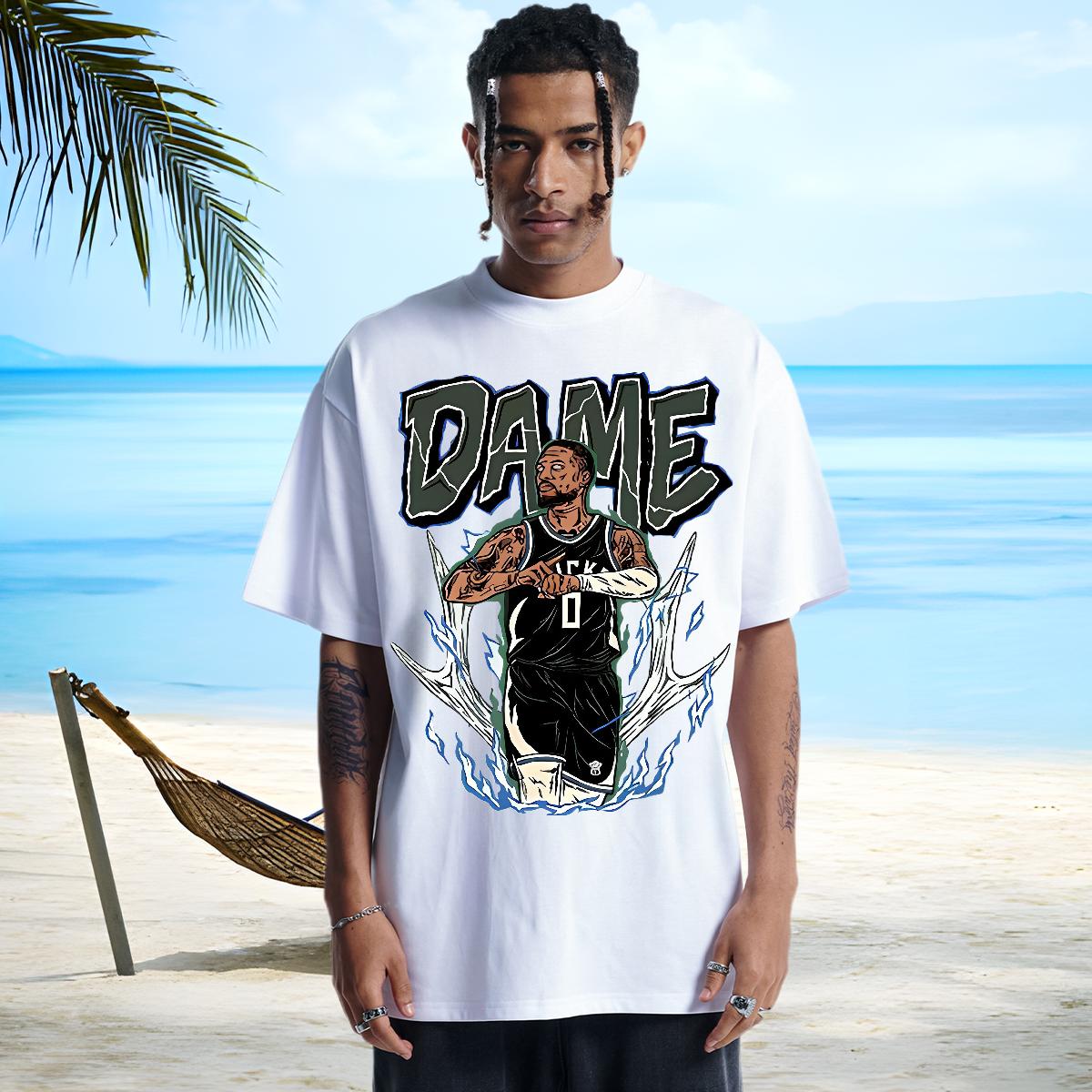 Wholesale Men T Shirts Custom Cartoon Men Clothes T-Shirt High Street Hip Hop Breathable Crew Neck Cotton Comfortable Top Tees