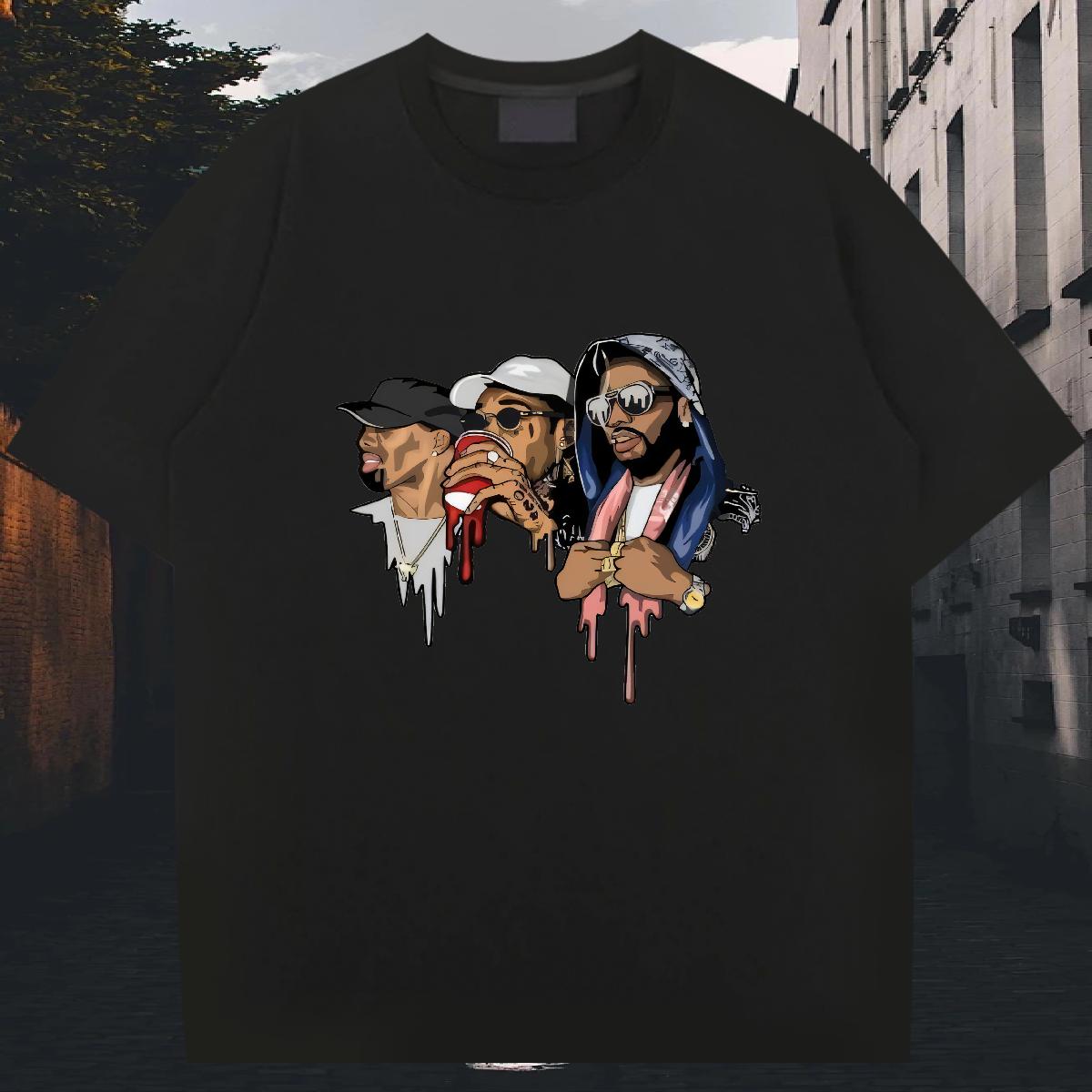 Unisex Men T Shirts Street Casual Breathable Short Sleeve Men Tees Wholesale Cartoon Printing S-3XL Tops