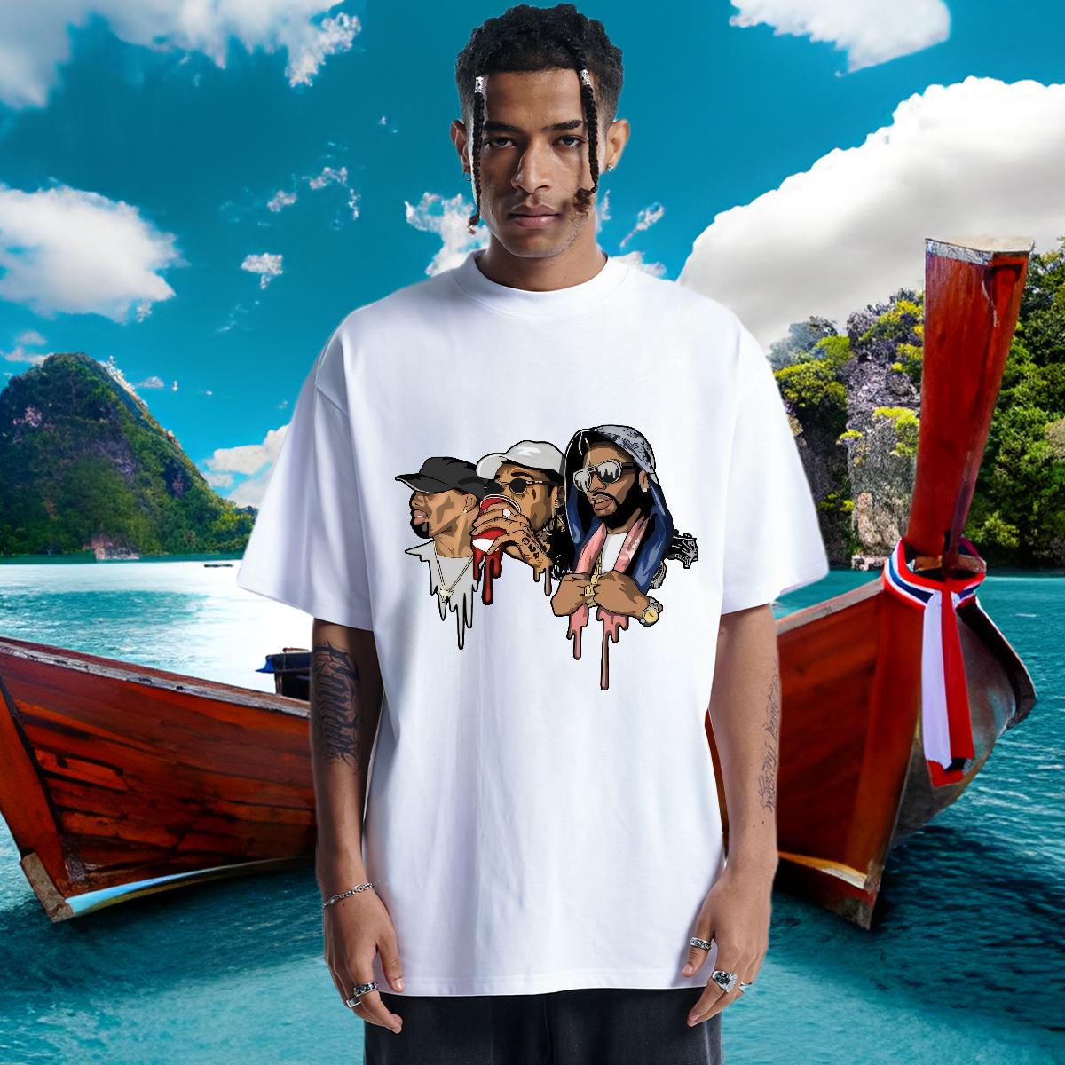 Unisex T shirt Street wear Hip Hop Crew Neck Cotton Mens Tshirts Customized DIY Printed Tops Shirt