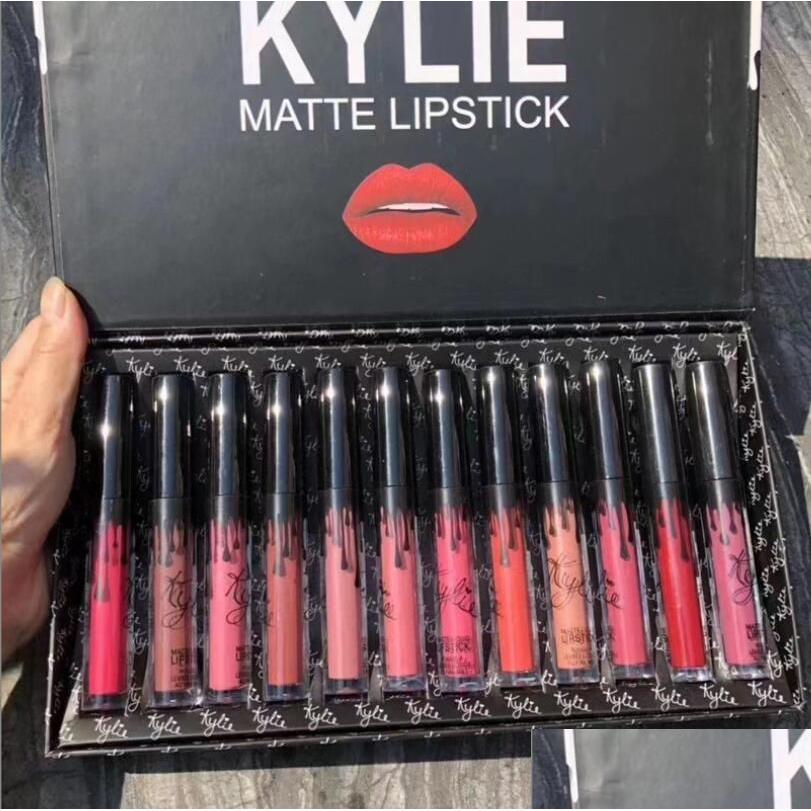 Lip Gloss 12 Set Kylie Make Up Non-Stick Cup Gold Does Not Fade Moisturizing Matte Liquid Lipstick Korean Tint Drop Delivery Health B Otlx1