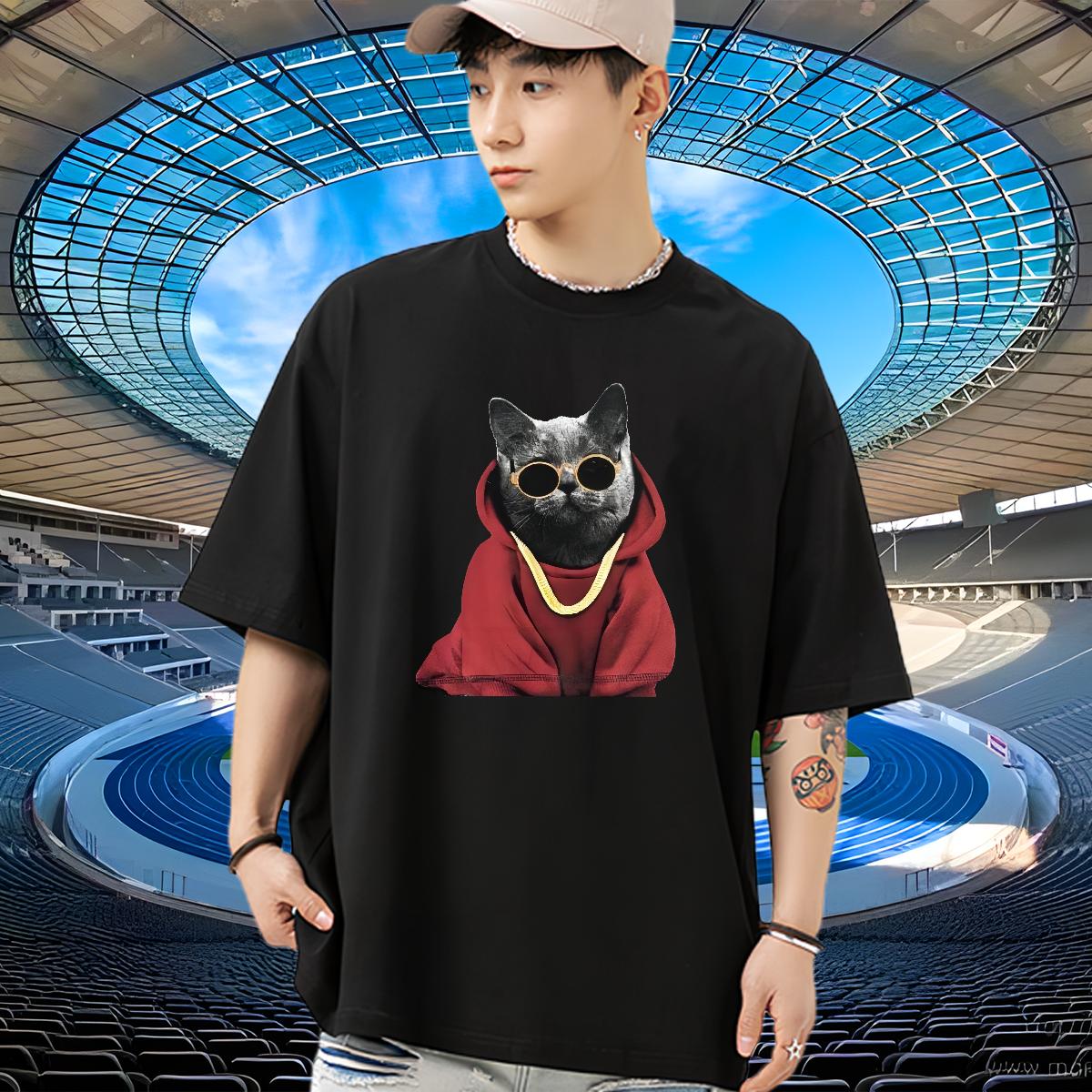 Loose Fit T shirt Street wear Hip Hop Round Neck Short Sleeve Men Tops Tees Fashion DIY Tee Shirt
