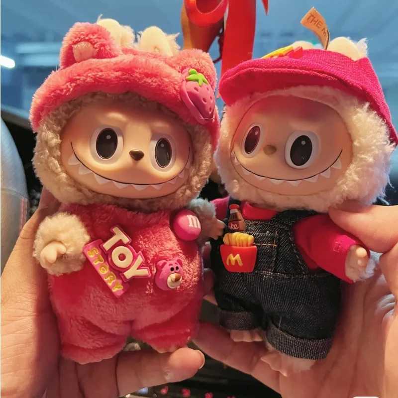 Stuffed Plush Animals Original 17cm Labu Doll Clothing Heartbeat Macaron Baby Pendant Clothing Enamel Face Labuwa Clothing Cartoon Replacement De