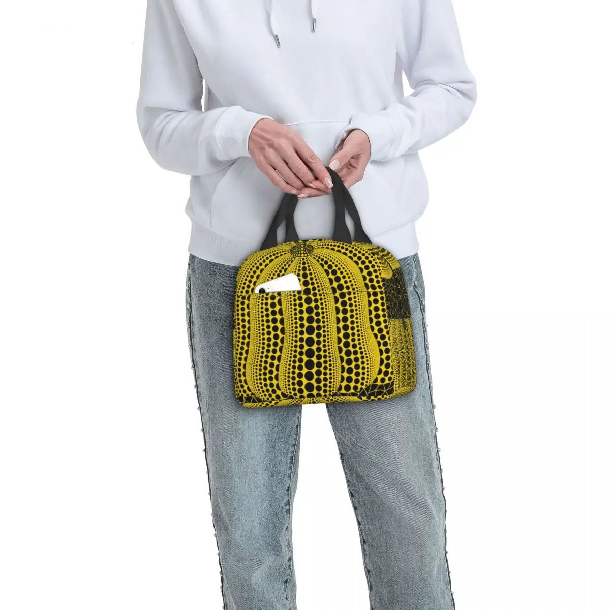 Yayoi Kusama Abstract Pumkin Insulated Lunch Bag for Women Resuable Cooler Thermal Food Lunch Box School Work Picnic Tote Bags 240601 - view 7