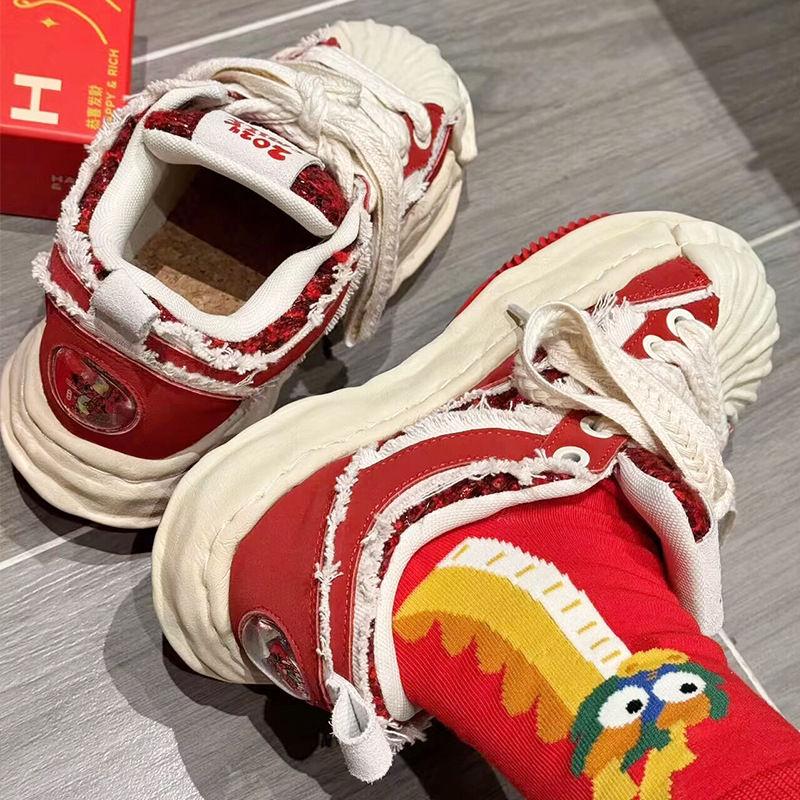 Of Ddmysports Year The Loong Red Street Bread Thick Soled Igh Rise Board Men And Women S Same Style Couple Fashion Shoes Outdoor ame tyle hoes