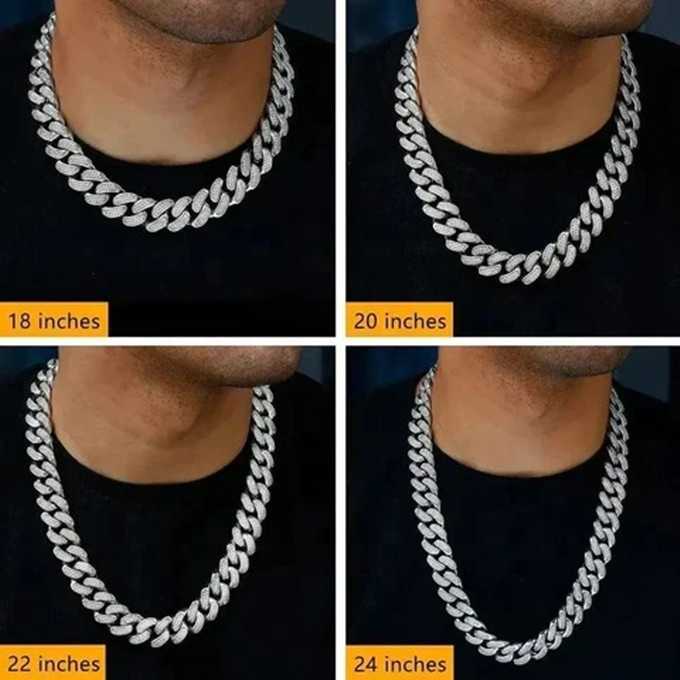 Thick 700gram 20mm Sterg Sier Rose Gold VVS Moissanite Dia Hip Hop Cuban k Chain For Men
