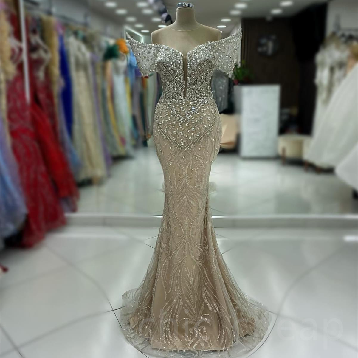 2024 Aso Ebi Plus Size Illusion Mermaid Prom Dress Beaded Crystals Evening Formal Party Second Reception 50th Birthday Engagement Thanksgiving Gowns D