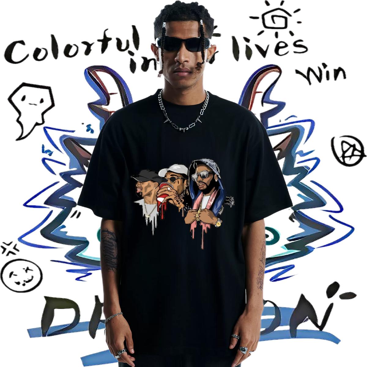 5A Mens T Shirts Daily Wear Cotton Breathable Soft Men Clothes T-Shirt Brand Cartoon Print Tees