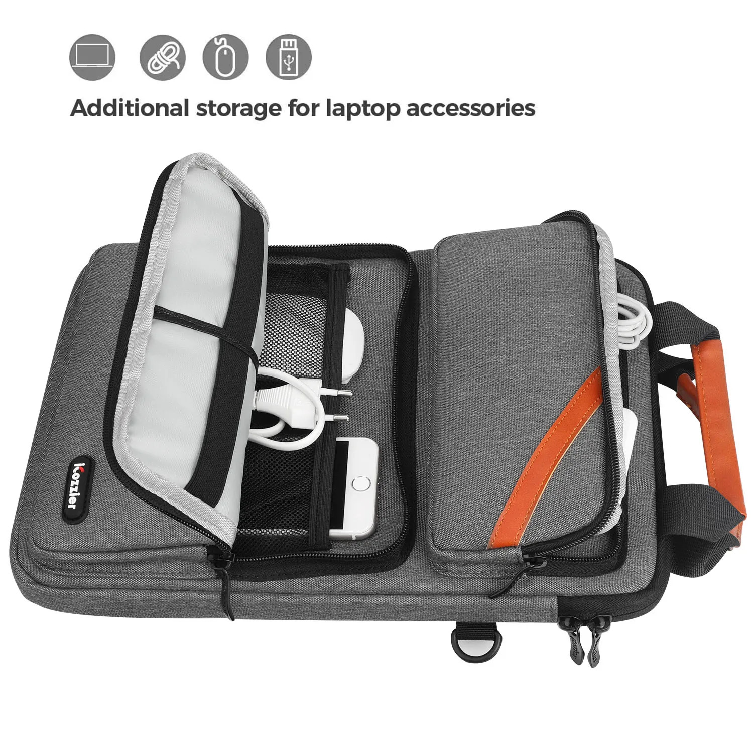 ICozzier 12.9-13.3 Inch Laptop Shoulder Bag Double Pocket Laptop Sleeve Tablet Case for MacBook Pro 14 iPad Pro 12.9 -202 240528