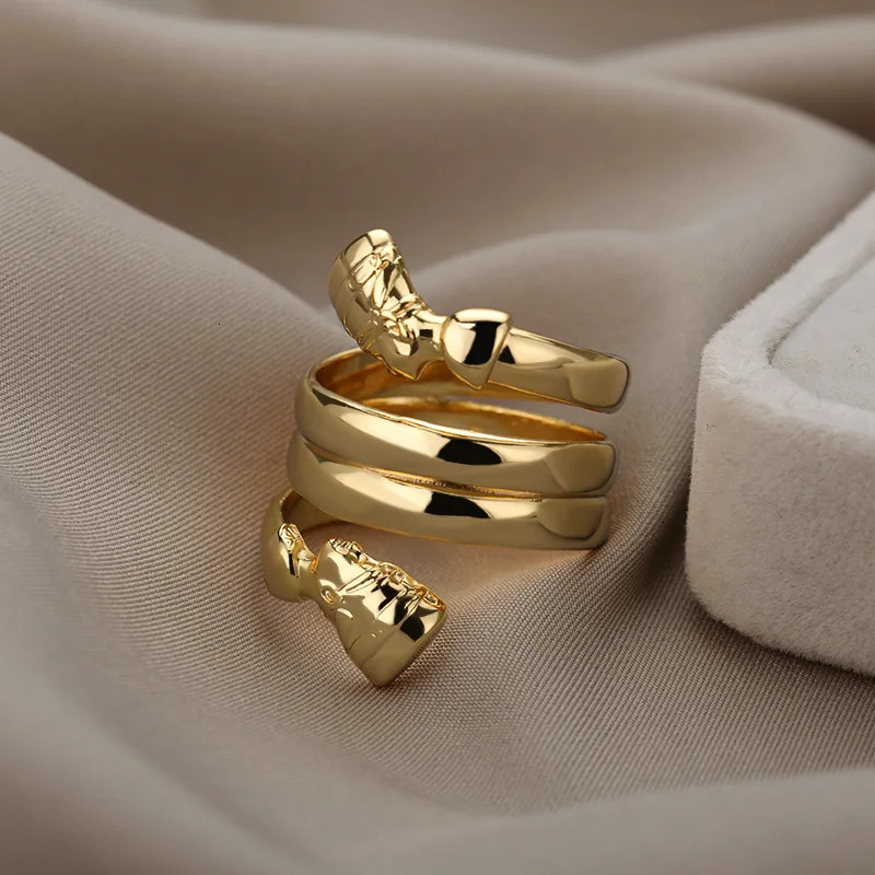 Vintage Egyptian Queen Nefertiti Rings For Women Stainless Steel Wedding Ring Fashion African Egyptian Jewelry Gift 240510