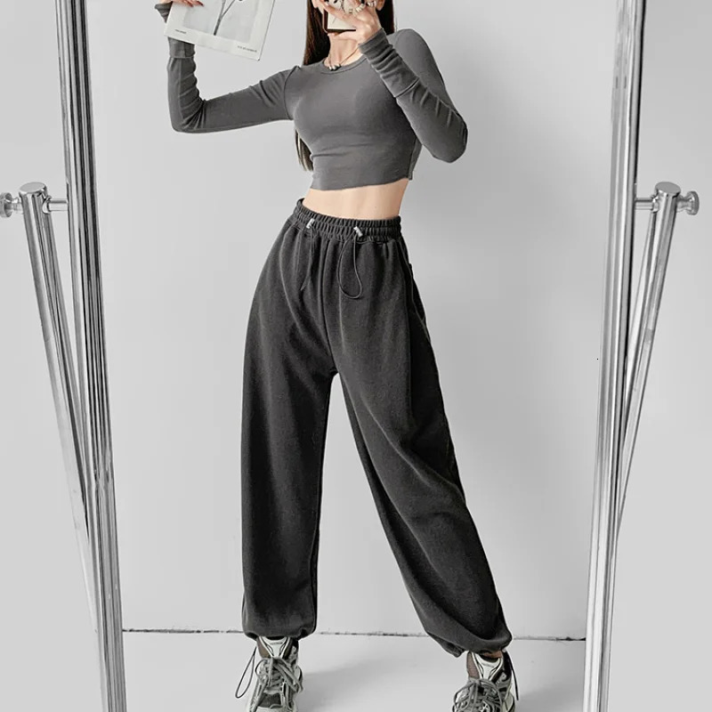 Y2K Pink Baggy Jogger Sweatpants Women Hippie Streetwear Oversize Sports Pants Casual Solid Wide Trousers Harajuku Korean Style 240530