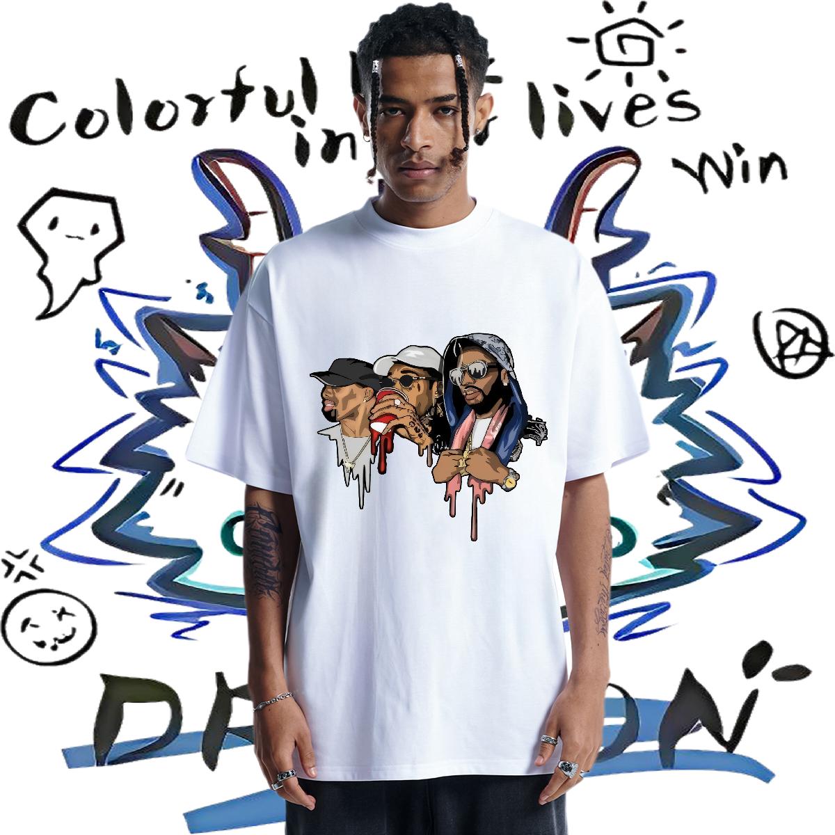 5A Mens T Shirts Daily Wear Cotton Breathable Soft Men Clothes T-Shirt Brand Cartoon Print Tees