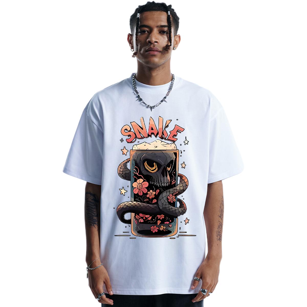 Fashion Design T Shirt For Man Breathable Crew Neck Cotton Anime Printing Street Men Tshirts Black White Cool Wear