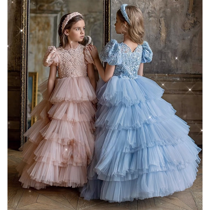2024 Flower girl dress childrens wedding party dress childrens clothing princesss first communication dress Party Images Dress Kids Photoshoot Baby Sh