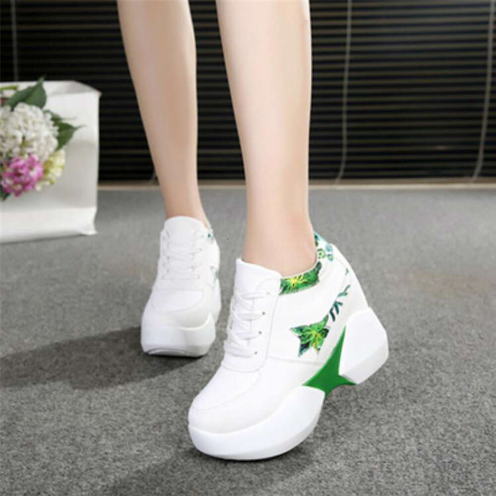 Heel Women Inner Heightening Sports Fashion Flower Wedge Female Sport Shoes Student Sneakers Autumn winter W504
