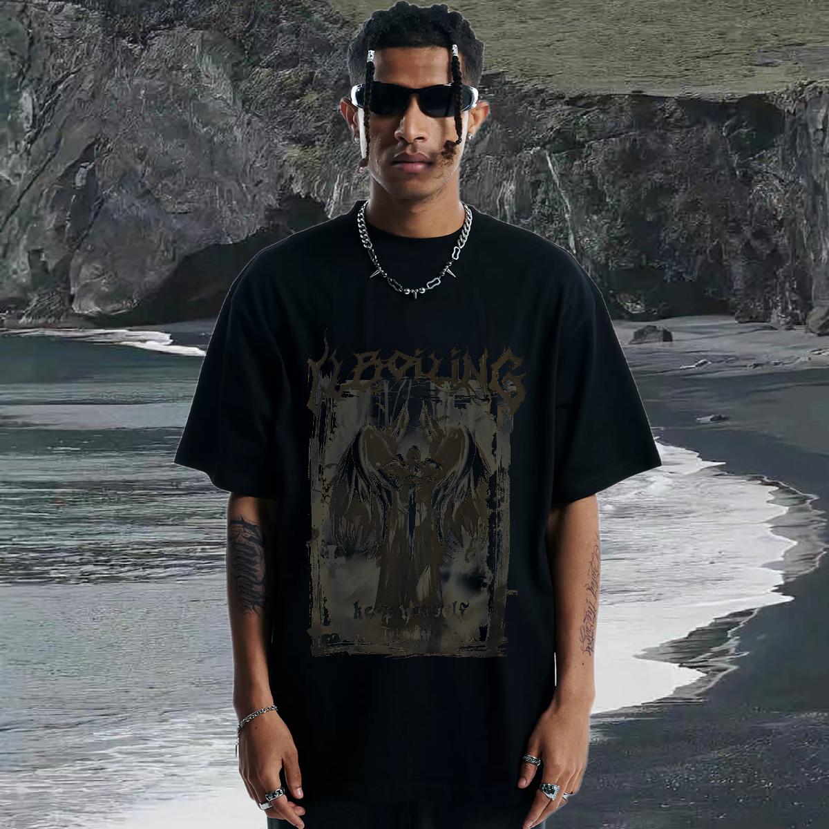 New Arrival T Shirts Men Anime Print Men Tees High Street Hip Hop Breathable Crew Neck Cotton Loose Fit Tee Shirt