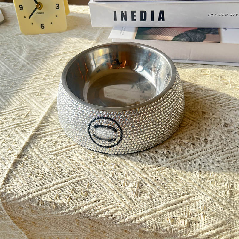 Pets supplies Pet dia inlaid bowl Chaopai corgi Teddy Schnauzer stainless steel tableware drinking cat basin dog basins CSD2406013