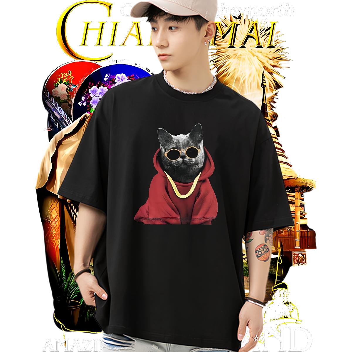 Popular T-Shirts for Men Casual Beach Crew Neck Cotton Men Tshirts 2024 New Custom Print Oversized Clothes