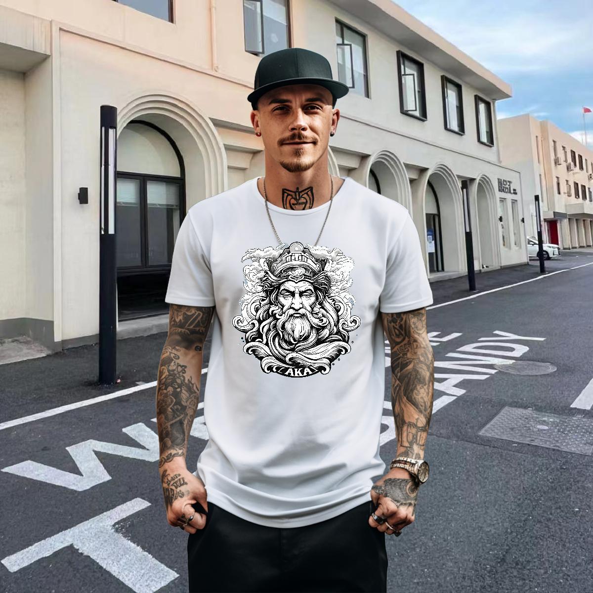 Classic Casual T shirt Floral Print Beach Men Tops Tees Cotton Breathable Short Sleeve Classic Polos